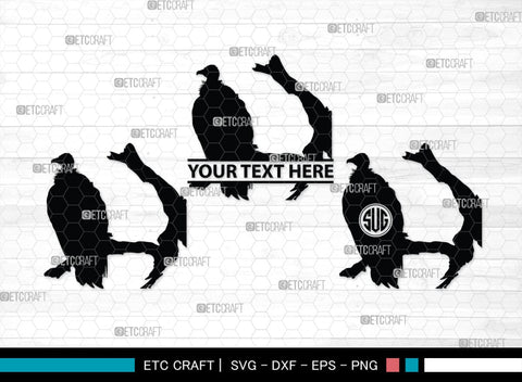 Vulture Monogram, Vulture Silhouette, Vulture SVG, Vulture Bird Svg, Flying Bird Svg, Vulture Flying Svg, Sitting Bird Svg, SB00331 SVG ETC Craft 