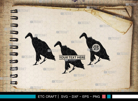 Vulture Monogram, Vulture Silhouette, Vulture SVG, Vulture Bird Svg, Flying Bird Svg, Vulture Flying Svg, Sitting Bird Svg, SB00331 SVG ETC Craft 