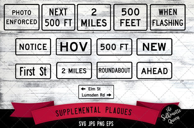 W16 series Supplemental plaques Icon SVG -Vector Symbol Commercial & Personal Use- Cricut,Silhouette,Cameo,Vinyl Cut SVG Loveleen Kaur 