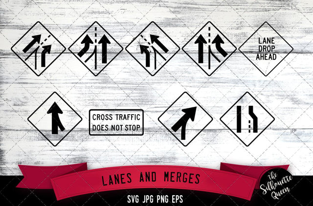 W4 series Lanes and merges Icon SVG -Vector Symbol Commercial & Personal Use- Cricut,Silhouette,Cameo,Vinyl Cut SVG Loveleen Kaur 