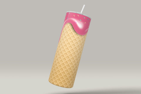 Waffle Ice Cream Cone Tumbler, Seamless Skinny 20 oz Tumbler PNG, Realistic Seamless Ice Cream Pattern, Seamless Sublimation Designs Sublimation Syre Digital Creations 