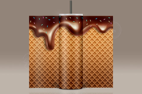 Waffle Ice Cream Cone Tumbler, Seamless Skinny 20 oz Tumbler PNG, Realistic Seamless Ice Cream Pattern, Seamless Sublimation Designs Sublimation Syre Digital Creations 