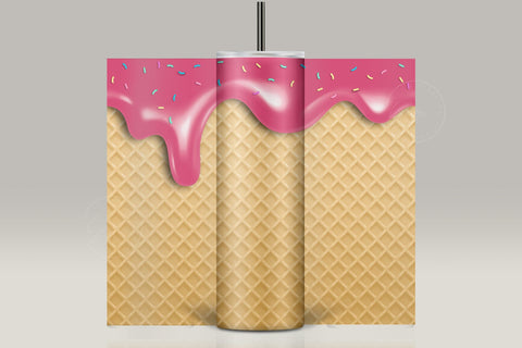 Waffle Ice Cream Cone Tumbler, Seamless Skinny 20 oz Tumbler PNG, Realistic Seamless Ice Cream Pattern, Seamless Sublimation Designs Sublimation Syre Digital Creations 