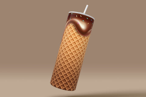 Waffle Ice Cream Cone Tumbler, Seamless Skinny 20 oz Tumbler PNG, Realistic Seamless Ice Cream Pattern, Seamless Sublimation Designs Sublimation Syre Digital Creations 