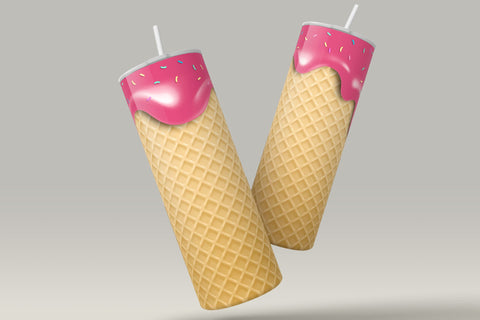 Waffle Ice Cream Cone Tumbler, Seamless Skinny 20 oz Tumbler PNG, Realistic Seamless Ice Cream Pattern, Seamless Sublimation Designs Sublimation Syre Digital Creations 