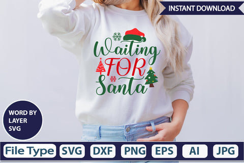 Waiting For Santa SVG Cut File SVGs,Quotes and Sayings,Food & Drink,On Sale, Print & Cut SVG DesignPlante 503 
