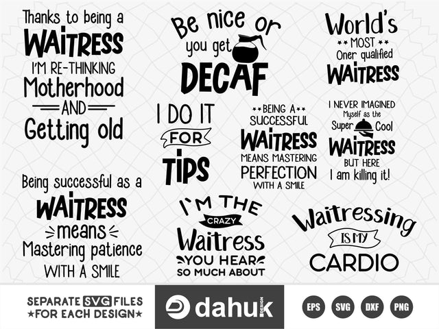 Waitress SVG, Food service, Waitress quotes svg SVG dahukdesign 