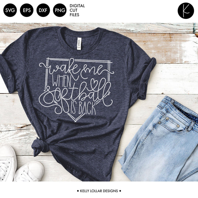 Wake Me When Softball Is Back SVG Kelly Lollar Designs 