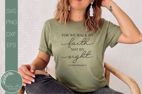 Walk By Faith Not By Sight Svg-Bible Verse Svg-Farmhouse Quote Svg SVG Linden Valley Designs 