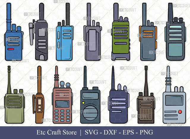 Walkie Talkie SVG, Walkie Talkie Clipart, Communication Radio Svg, Portable Radio Svg, Walkie Talkie Icon, Hand Radio Svg, Cell Phone Svg, Walkie Talkie Bundle SVG ETC Craft 