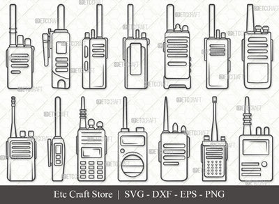 Walkie Talkie SVG, Walkie Talkie outline, Communication Radio Svg, Portable Radio Svg, Walkie Talkie Icon, Hand Radio Svg, Cell Phone Svg, Walkie Talkie Bundle SVG ETC Craft 