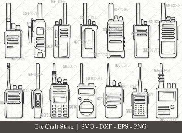 Walkie Talkie SVG, Walkie Talkie outline, Communication Radio Svg, Portable Radio Svg, Walkie Talkie Icon, Hand Radio Svg, Cell Phone Svg, Walkie Talkie Bundle SVG ETC Craft 