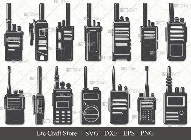 Walkie Talkie SVG, Walkie Talkie Silhouette, Communication Radio Svg, Portable Radio Svg, Walkie Talkie Icon, Hand Radio Svg, Cell Phone Svg, Walkie Talkie Bundle SVG ETC Craft 