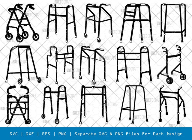 Walking Frame Silhouette Svg Cricut Cut Files Png Bundle, SB01032 SVG ETC Craft 