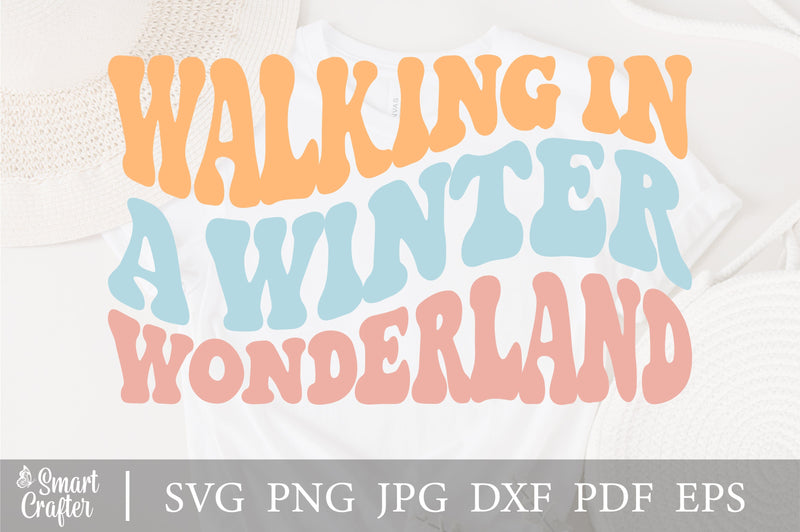 Walking In a Winter Wonderland svg, wavy style Stacked Svg, Snowflakes Svg, Let it Snow Svg, Snow Svg, Winter Sign Svg, Cozy svg SVG Fauz 