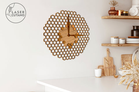 Wall Clock Honeycomb Multilayer Cut Files for Laser Cut Wood SVG LaserCutano 