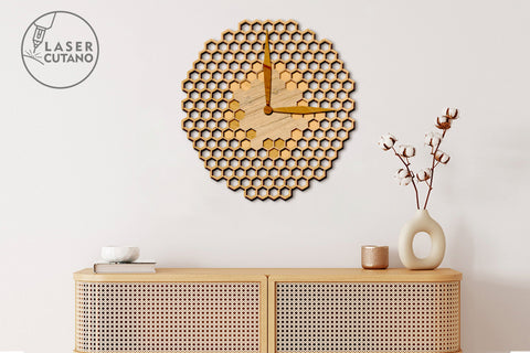 Wall Clock Honeycomb Multilayer Cut Files for Laser Cut Wood SVG LaserCutano 