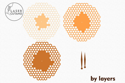 Wall Clock Honeycomb Multilayer Cut Files for Laser Cut Wood SVG LaserCutano 