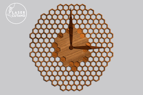 Wall Clock Honeycomb Multilayer Cut Files for Laser Cut Wood SVG LaserCutano 