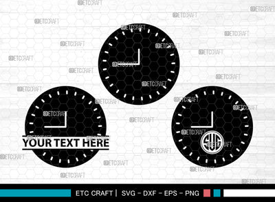 Wall Clock Icons Monogram, Wall Clock Svg, Watch Svg, Wall Clocks, Clock Face Stencil, Wall Clock Monogram, Icon Monogram, Svg Cut File, Dxf, Eps, Png, SVG ETC Craft 