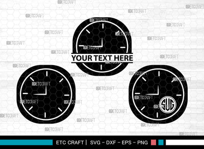Wall Clock Icons Monogram, Wall Clock Svg, Watch Svg, Wall Clocks, Clock Face Stencil, Wall Clock Monogram, Icon Monogram, Svg Cut File, Dxf, Eps, Png, SVG ETC Craft 
