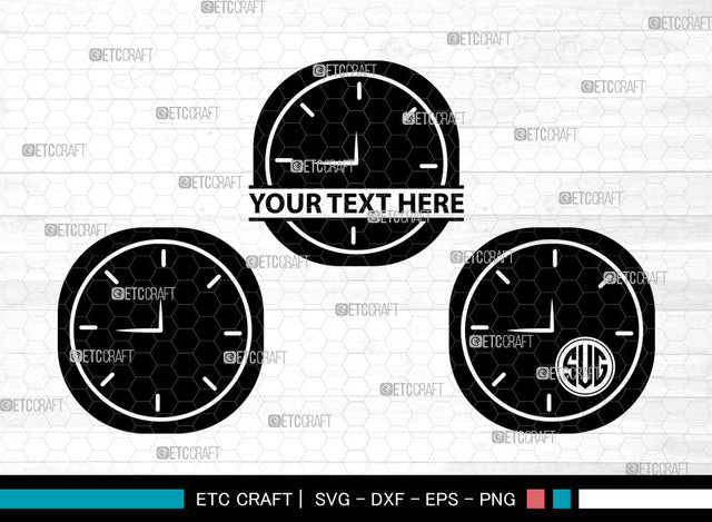 Wall Clock Icons Monogram, Wall Clock Svg, Watch Svg, Wall Clocks, Clock Face Stencil, Wall Clock Monogram, Icon Monogram, Svg Cut File, Dxf, Eps, Png, SVG ETC Craft 
