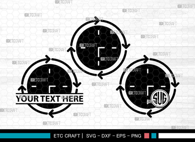 Wall Clock Icons Monogram, Wall Clock Svg, Watch Svg, Wall Clocks, Clock Face Stencil, Wall Clock Monogram, Icon Monogram, Svg Cut File, Dxf, Eps, Png, SVG ETC Craft 