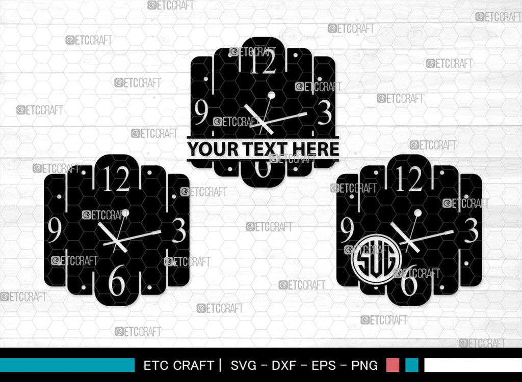 Wall Clock Monogram, Wall Clock Silhouette, Watch Svg, Clock Svg, Clock ...