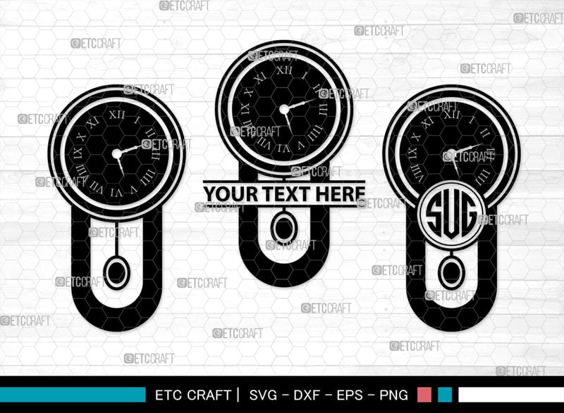 Wall Clock Monogram, Wall Clock Silhouette, Watch Svg, Clock Svg, Clock ...