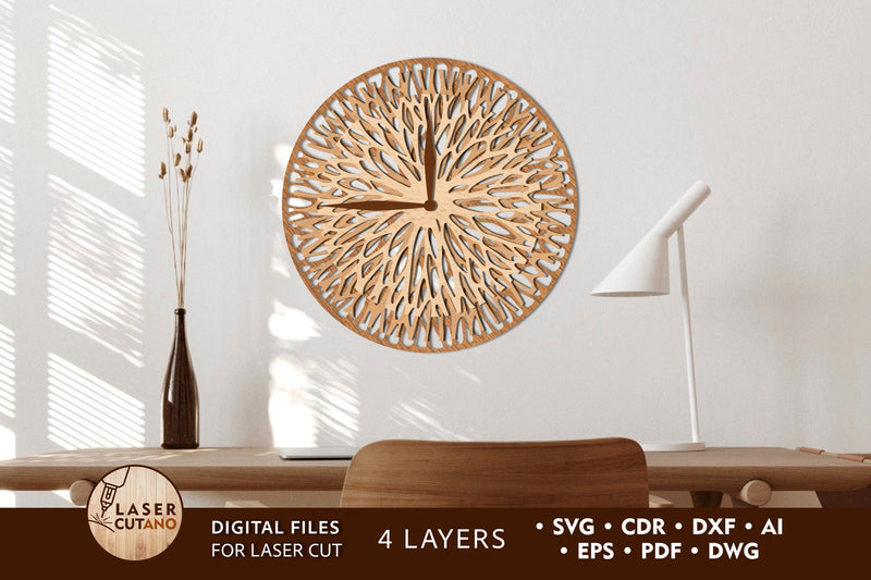 Wall Clock Multilayer Cut Template - So Fontsy