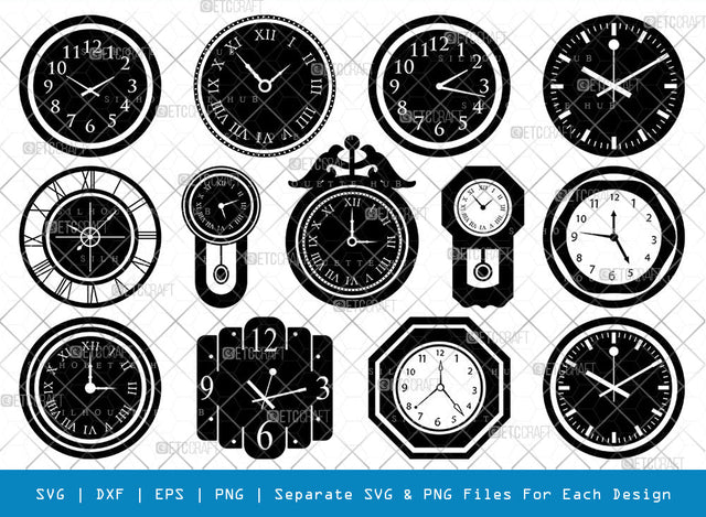 Wall Clock SVG, Watch Silhouette, Clock Svg, Clock face Svg, Time Svg, Clock Numbers Svg, Wall Clock Bundle SVG ETC Craft 
