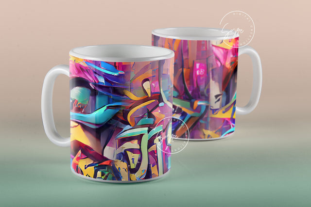 Wall Graffiti Mug Sublimation, Street Art Graffiti, Grafiti Wallpaper Wrap, 11 & 15 Oz Mug Cricut Press Sublimation Wrap, Gift Idea For Boys Sublimation Syre Digital Creations 