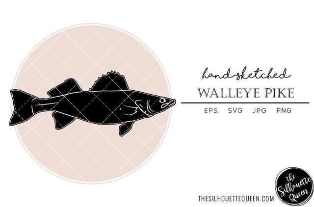 Walleye Pike Hand sketched, hand drawn vector clipart SVG Loveleen Kaur 