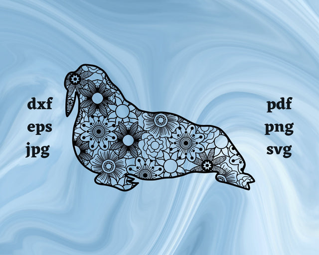 Walrus Mandala SVG Cut File SVG Northern Light SVG 