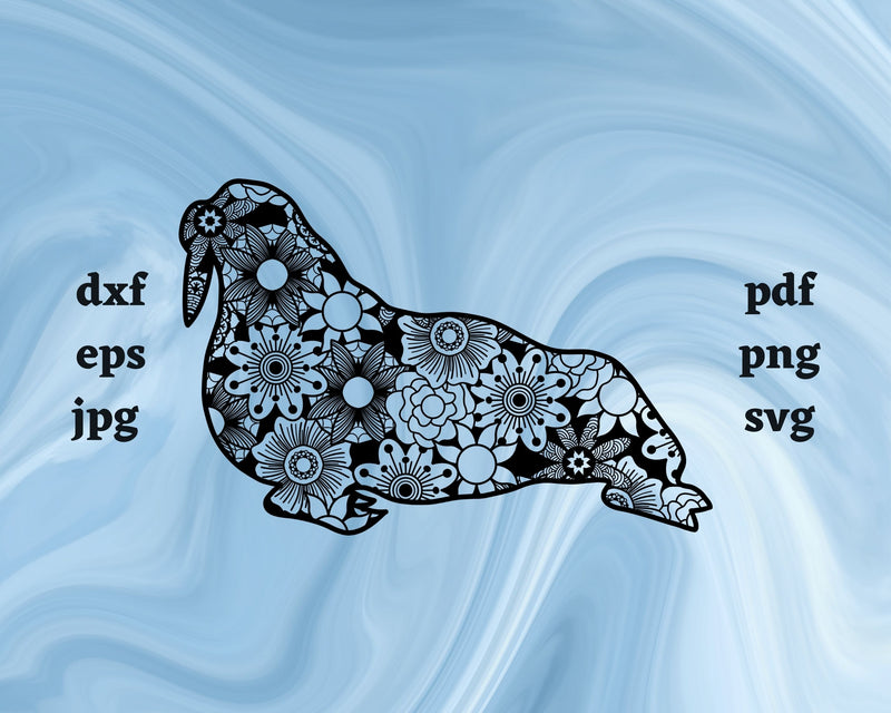 Walrus Mandala SVG Cut File SVG Northern Light SVG 