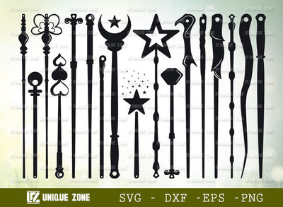 Wands SVG Cut Files | Wizard Witches Spells Svg | Magic Wand Svg | Fairy Wand Svg SVG Unique Zone 