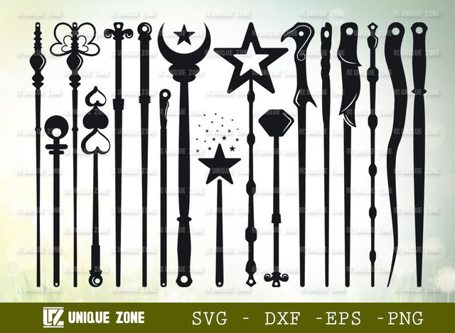 Wands SVG Cut Files | Wizard Witches Spells Svg | Magic Wand Svg | Fairy Wand Svg SVG Unique Zone 