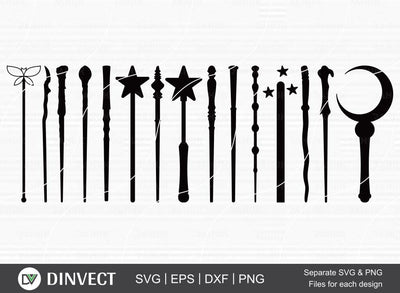 Wands SVG, Wizard Witches Spells, Cut file, for silhouette, Cricut design space, vinyl cut files, Files for Cricut, Silhouette Studio, Cutting Machine, Cameo, Vinyl Designs SVG Dinvect 