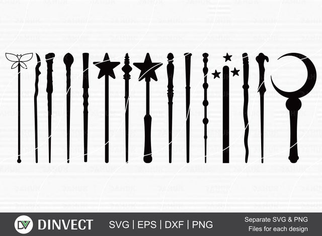Wands SVG, Wizard Witches Spells, Cut file, for silhouette, Cricut design space, vinyl cut files, Files for Cricut, Silhouette Studio, SVG Dinvect 