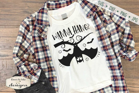 Wanna Hang - Upside Down Bat - Halloween SVG SVG Ewe-N-Me Designs 