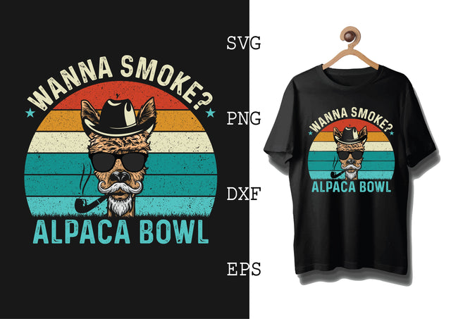 Wanna Smoke Alpaca Bowl Svg, Alpaca Svg, Cute Llama Svg, Girl Llama, Svg SVG DesignTShirt 