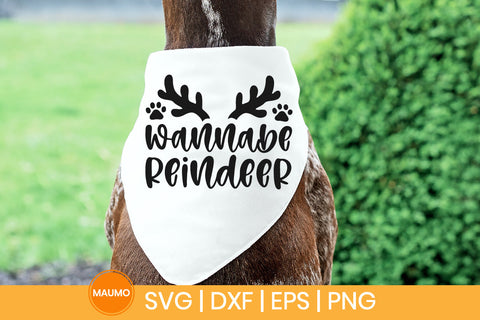 Wannabe reindeer, funny dog christmas bandana SVG Maumo Designs 
