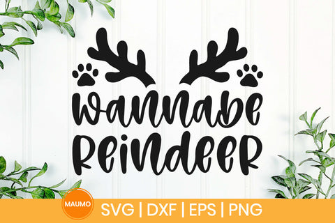 Wannabe reindeer, funny dog christmas bandana SVG Maumo Designs 