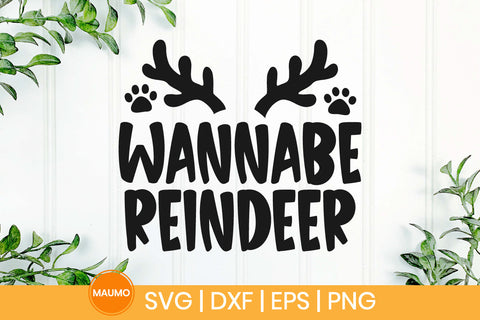 Wannabe reindeer, funny dog christmas bandana svg SVG Maumo Designs 