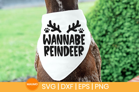 Wannabe reindeer, funny dog christmas bandana svg SVG Maumo Designs 
