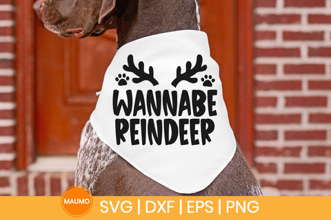 Wannabe reindeer, funny dog christmas bandana svg SVG Maumo Designs 