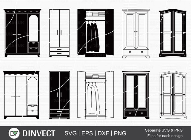Wardrobe SVG, Armoire Silhouette, Furniture SVG, Wardrobe Vector, Wardrobe Vector, Wardrobe Silhouette, Wardrobe Clipart, Cutting Machine, Cameo, Vinyl Designs, Iron On Decals, Digital File, Instant Download SVG Dinvect 