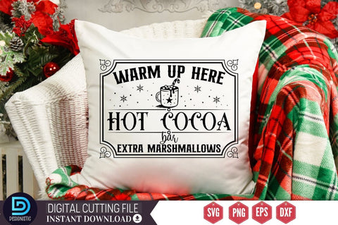 Warm up here hot cocoa bar extra marshmallows SVG SVG DESIGNISTIC 