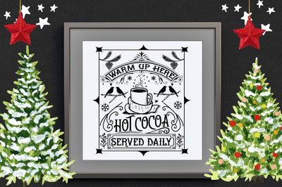 Warm up here hot cocoa served daily SVG SVG DESIGNISTIC 