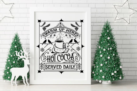 Warm up here hot cocoa served daily SVG SVG DESIGNISTIC 